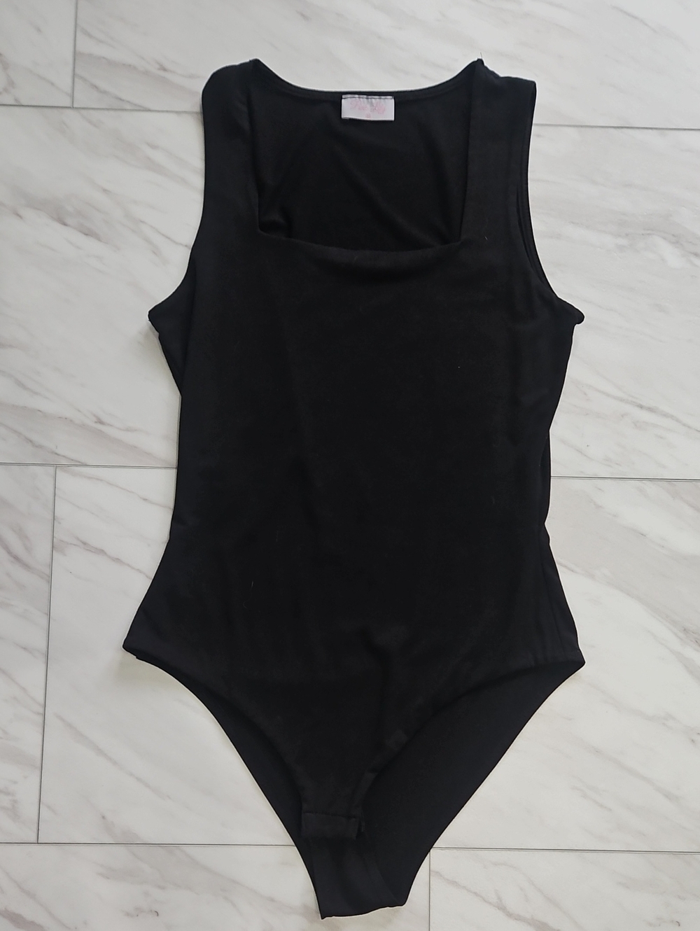 Pink Lily Black Square Neck Tank Bodysuit
